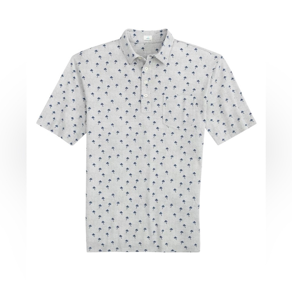 Boys Johnnie-O Currituck Palm Tree Cotton Polo Shirt Heather Gray Size 16